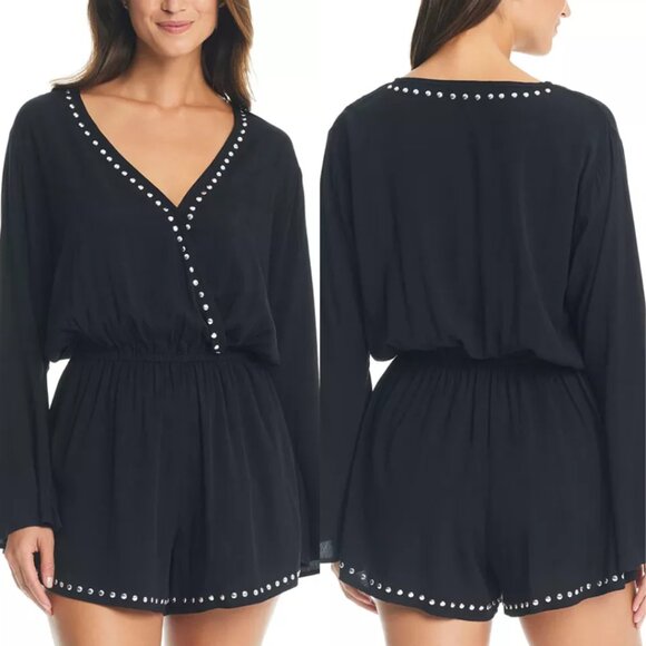 Bar III Other - Bar III Tell Me About It Stud Swim Cover-Up Romper NWT Sz L